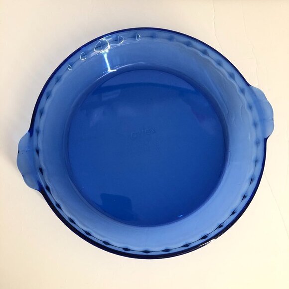 PYREX‎ 9.5" Cobalt Blue Glass Pie Bakeware Vintage 1980s - Picture 1 of 7